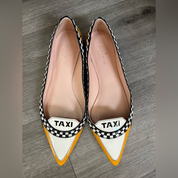 LIKE NEW Kate Spade Women's Taxi Flats - Yellow and White - Picture 3 of 6